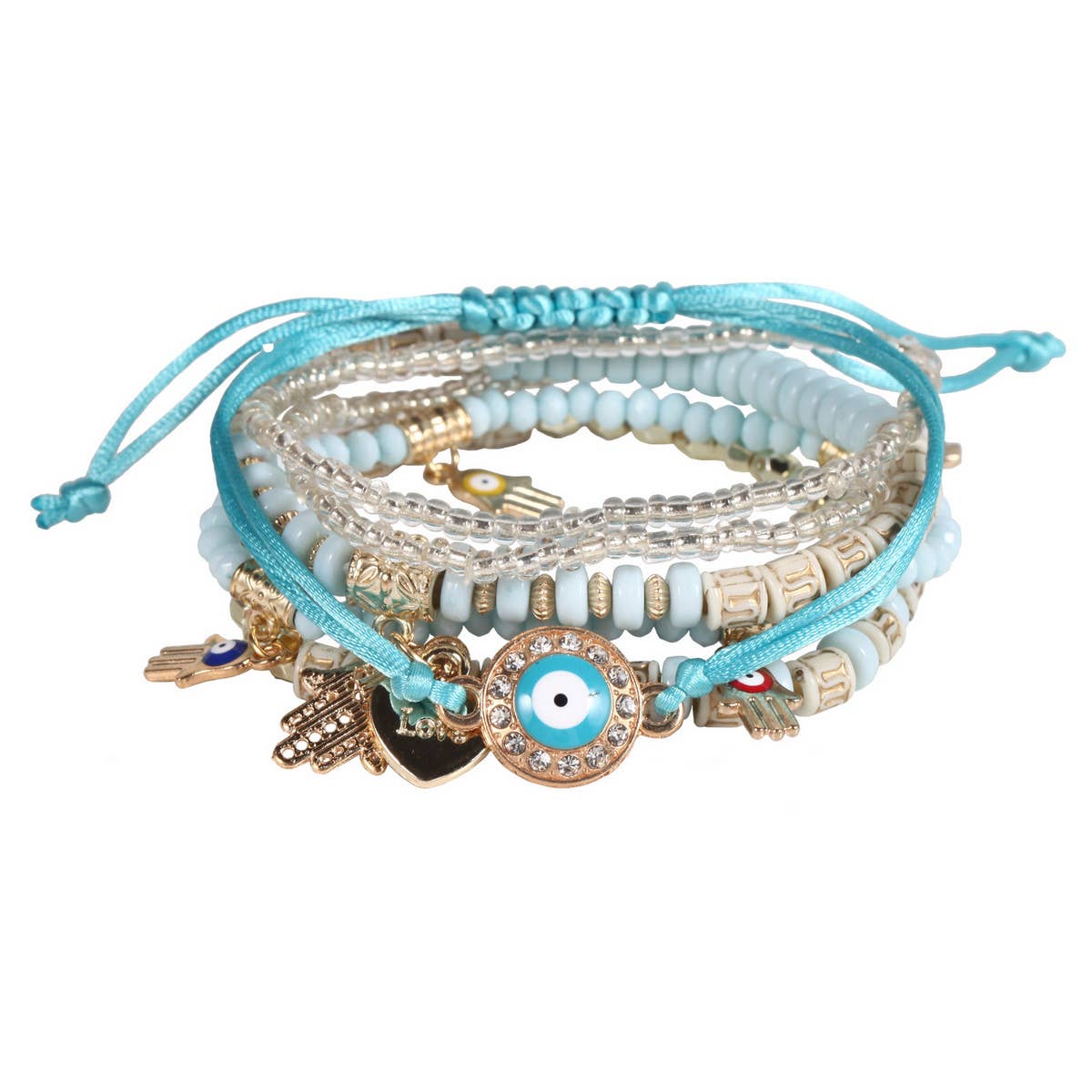 HANDMADE BEADED EVIL EYE LAYERED BRACELET_CWAJE2211