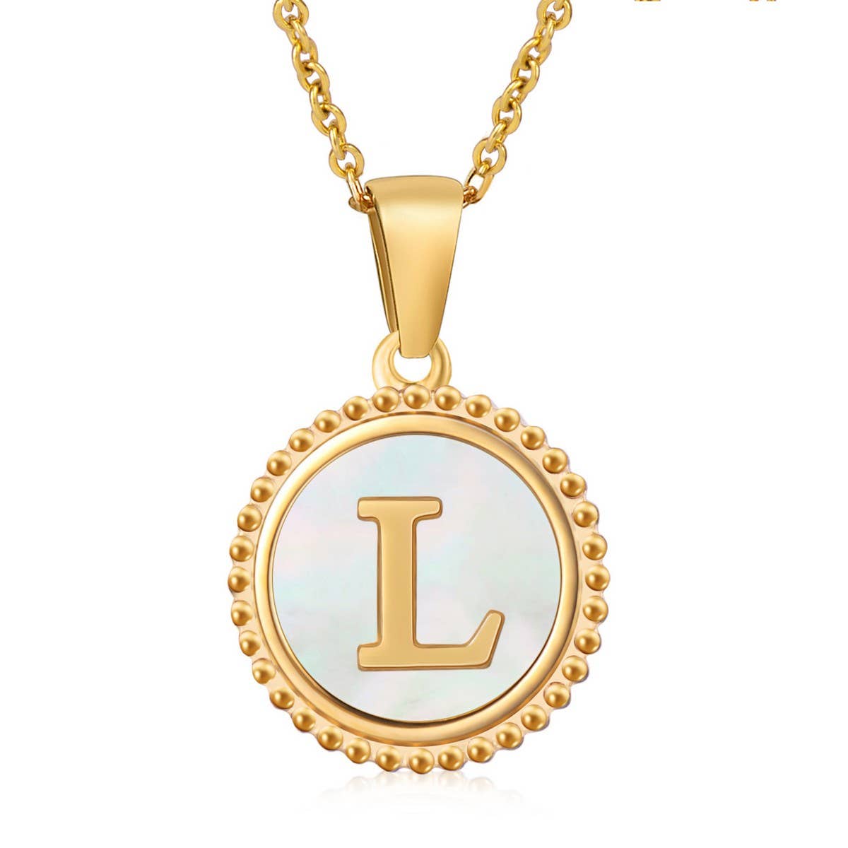 18K GOLD STAINLESS STEEL SHELL LETTER NECKLACE_CWAJE0686