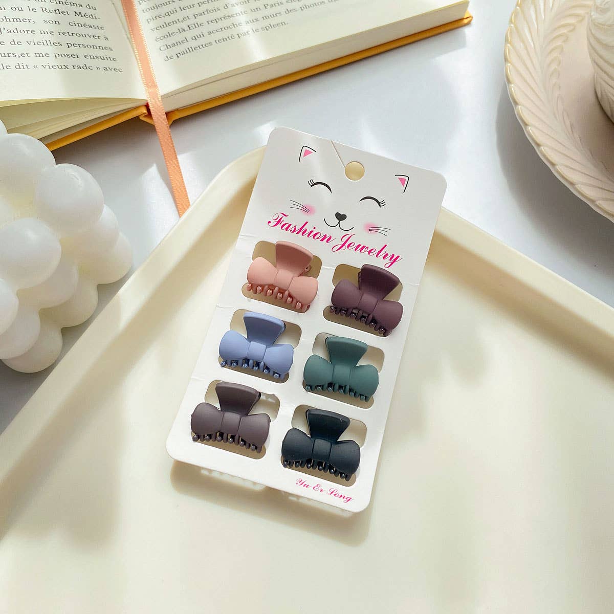 SET OF 6 SMALL CLAW HAIR CLIPS SIMPLE CHIC_CWAHA0386