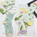Women Thin Cute Three-Dimensional Flower Socks_Cwms0429