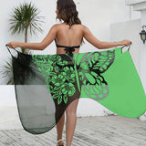 BLACK WHITE BUTTERFLY MESH SLING BEACH CAPE_CWBLS0494