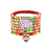RAINBOW MULTI LAYERED CLAY LETTER BRACELET SET_CWMM3545
