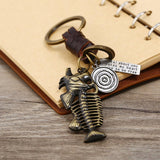 CREATIVE RETRO ALLOY FISHBONE LEATHER KEYCHAIN_CWMM4775