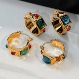 Color Enamel Gem Earrings Dopamine Style_Cwaje06318