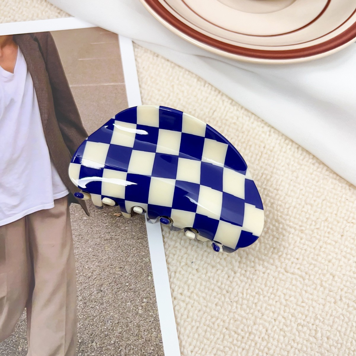 Checkerboard Hair Claw ? Candy Color Acetate Look_Cwmm10084