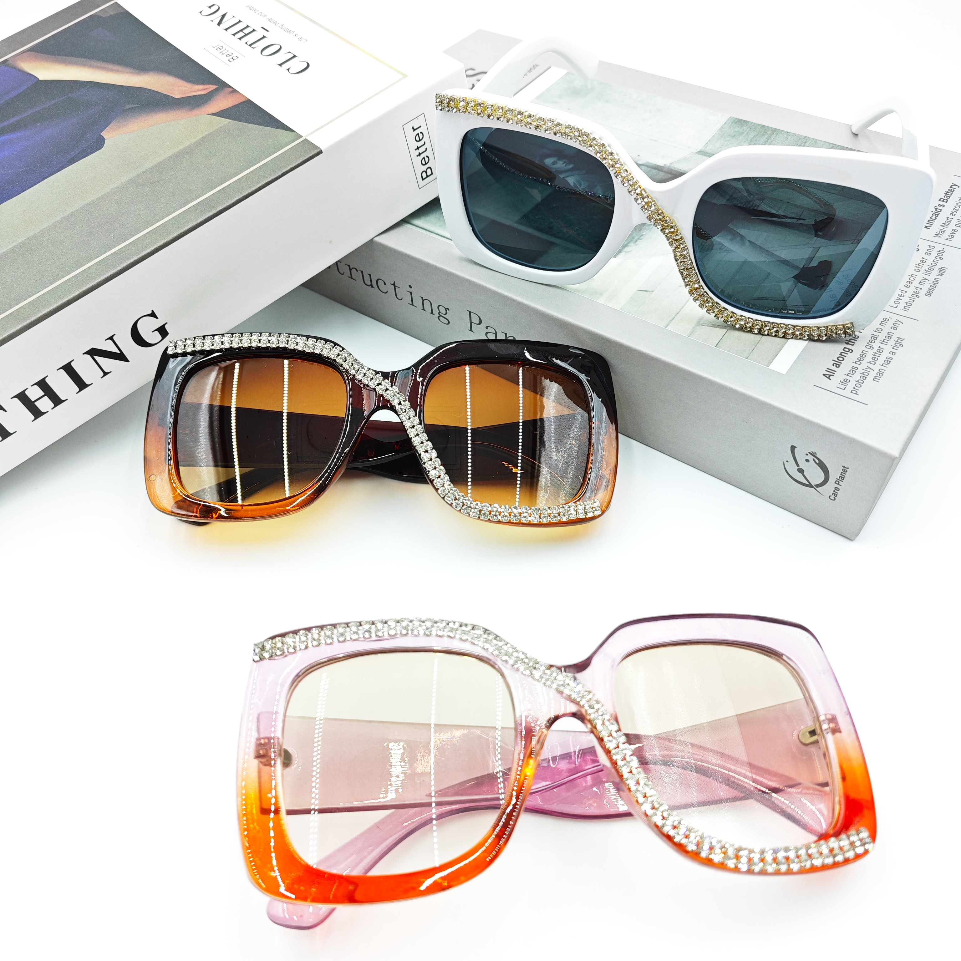 S SHAPED DIAMOND SUNGLASSES_CWASG0128