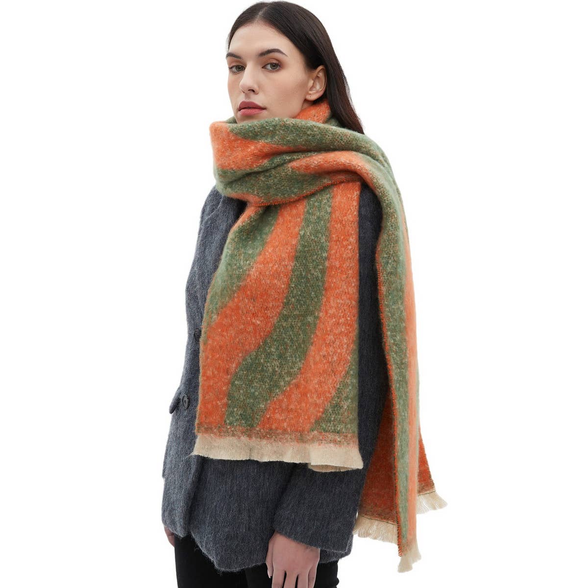 TEXTURED JACQUARD SCARF LOOP YARN WINTER WRAP_CWASC0871