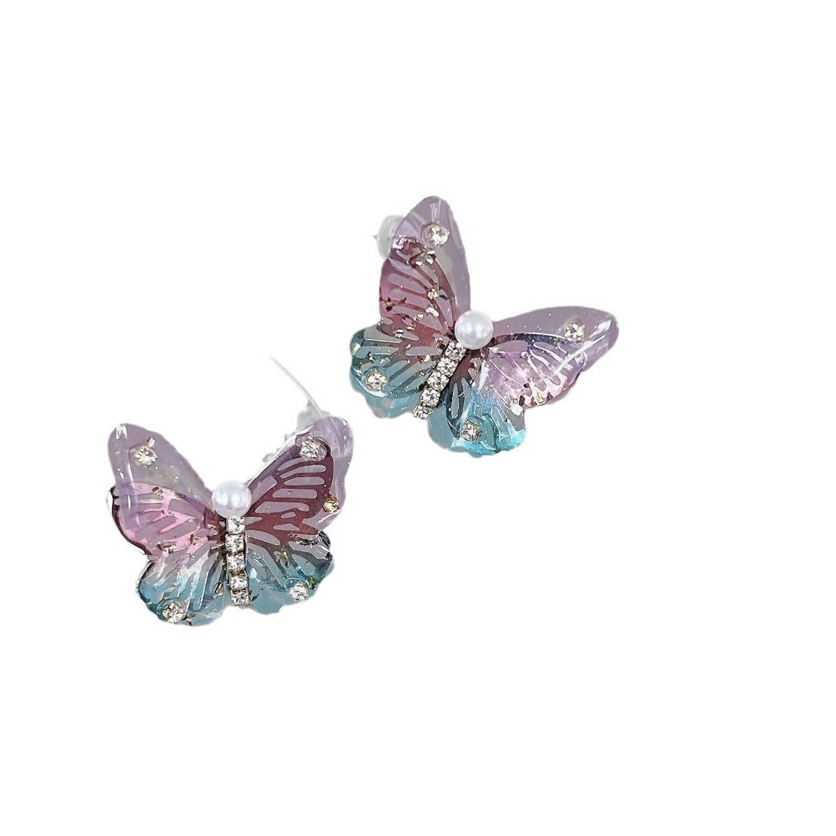 COLORFUL OIL PAINTING PEARL BUTTERFLY EARRINGS_CWAJE2043