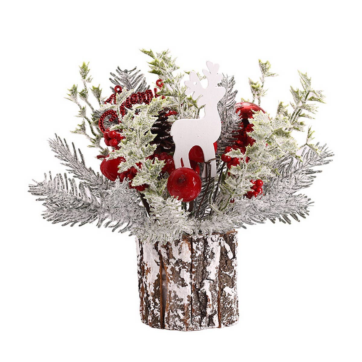 MINI CHRISTMAS TREE WITH RED BERRIES PINECONES_CWMM9895