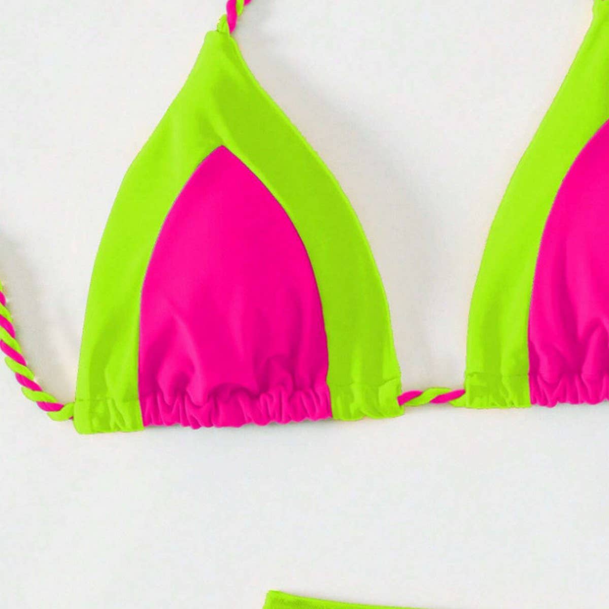 FLUORESCENT BIKINI SET SEXY COLOR BLOCK SWIMSUIT_CWMW0196