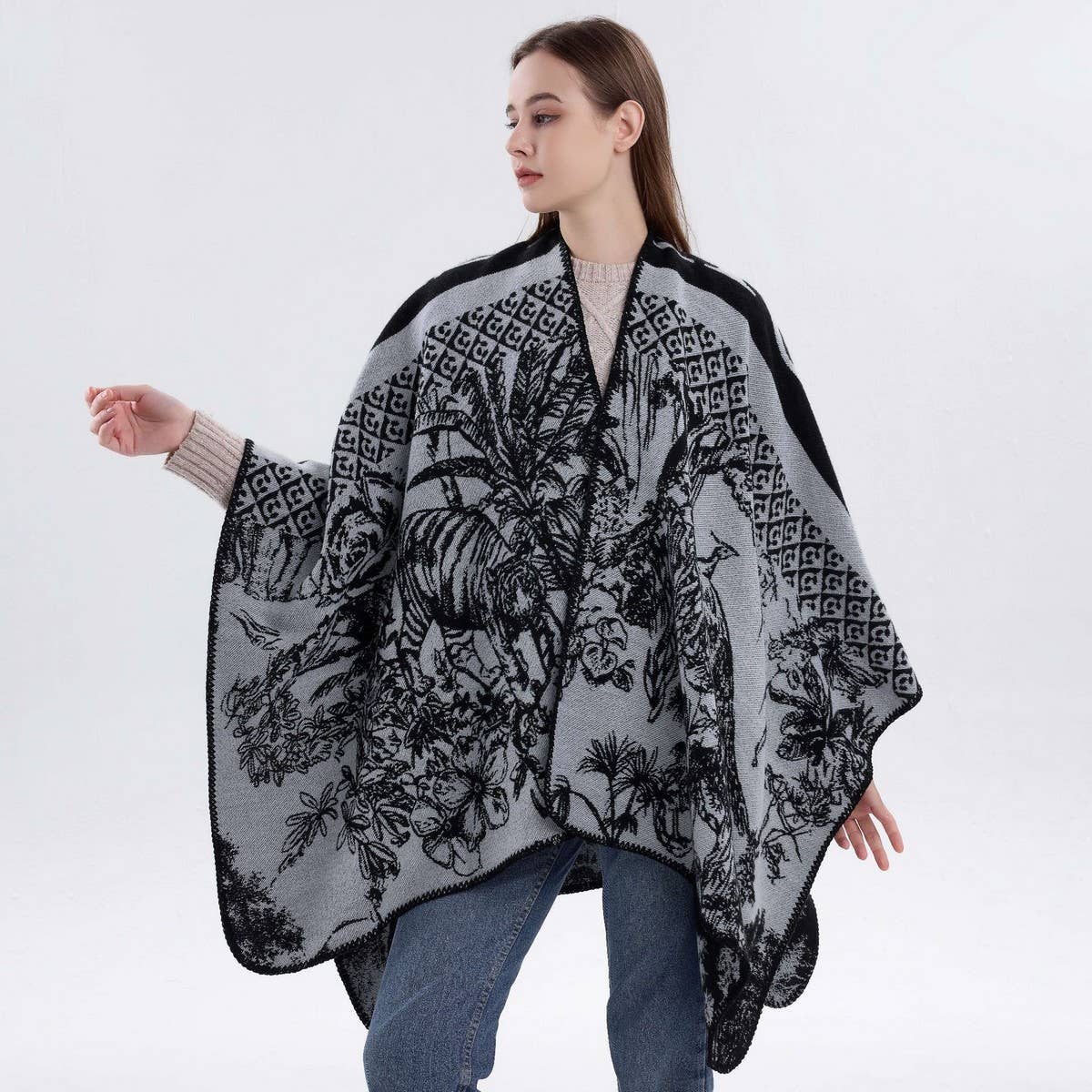 KNITTED SHAWL SCARF RETRO FASHION PRINTED SHAWL_CWASC2183