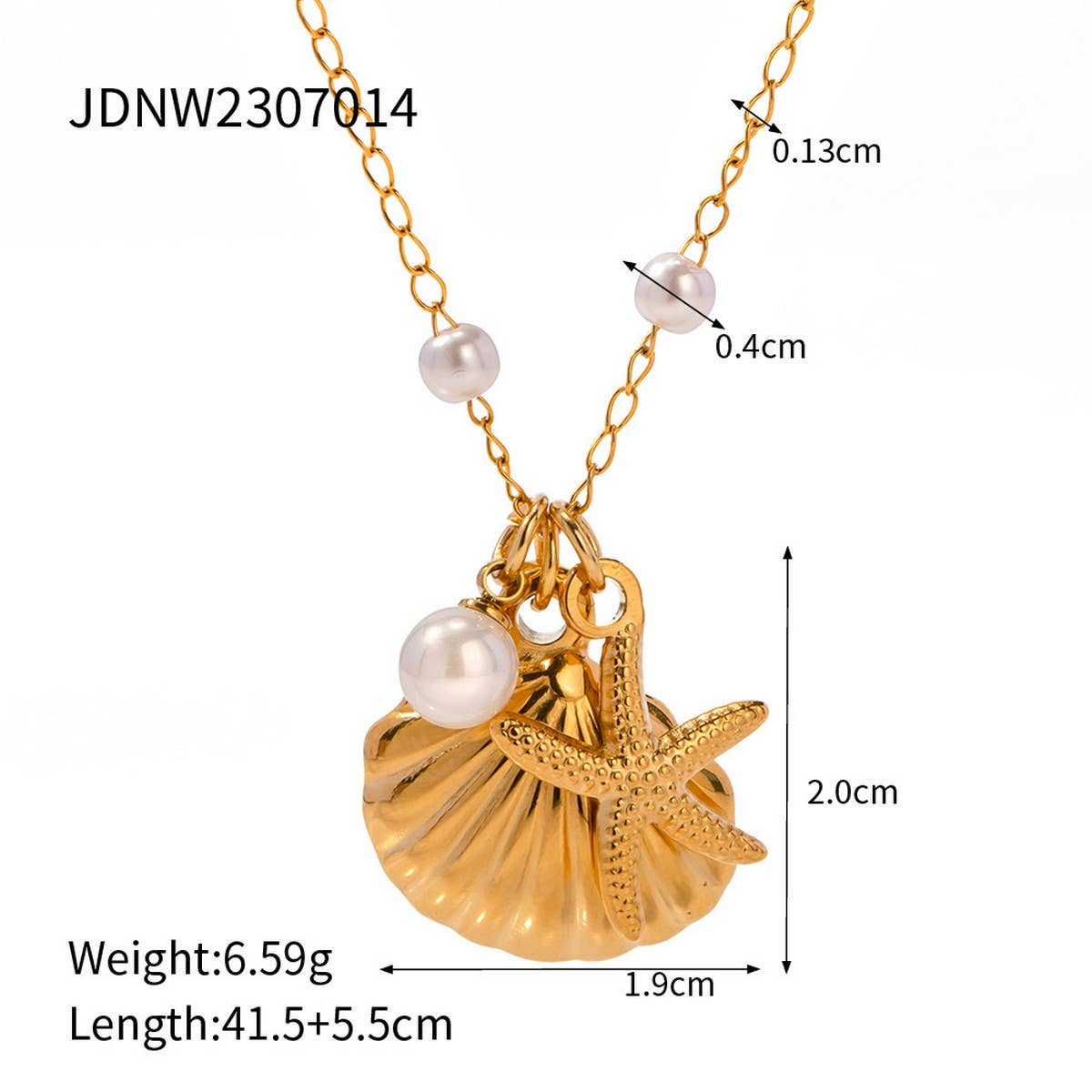 NEW OCEAN SERIES PEARL STARFISH SHELL NECKLACE_CWAJE1877