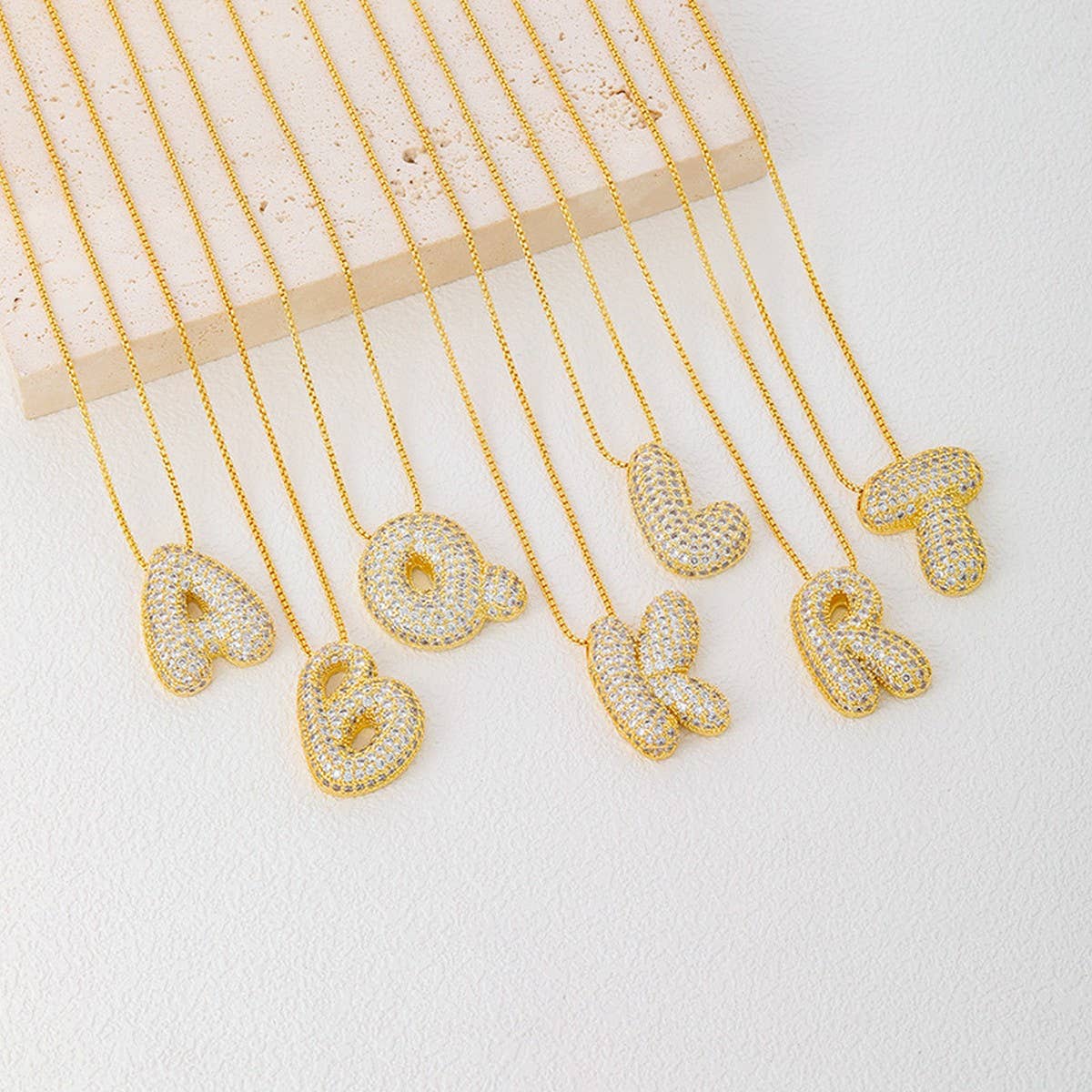 26 LETTERS NECKLACE COPPER ZIRCONIA PENDANT_CWMM5864