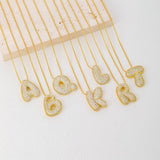 26 LETTERS NECKLACE COPPER ZIRCONIA PENDANT_CWMM5864