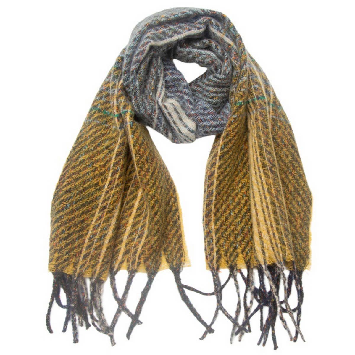 GRADIENT FRINGE SCARF FALL WINTER JACQUARD WRAP_CWASC0874