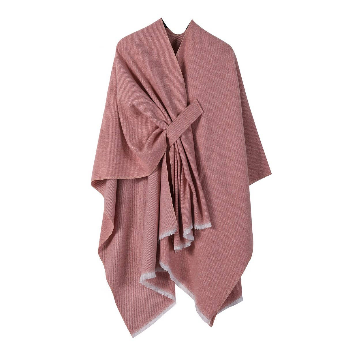 SHAWL KNITTED SOLID COLOR OBLIQUE STRAP CAPE_CWASC2172