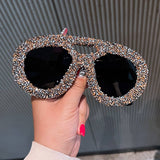 LARGE FRAME DOUBLE BEAM DIAMOND STUDDED SUNGLASSES_CWASG0833
