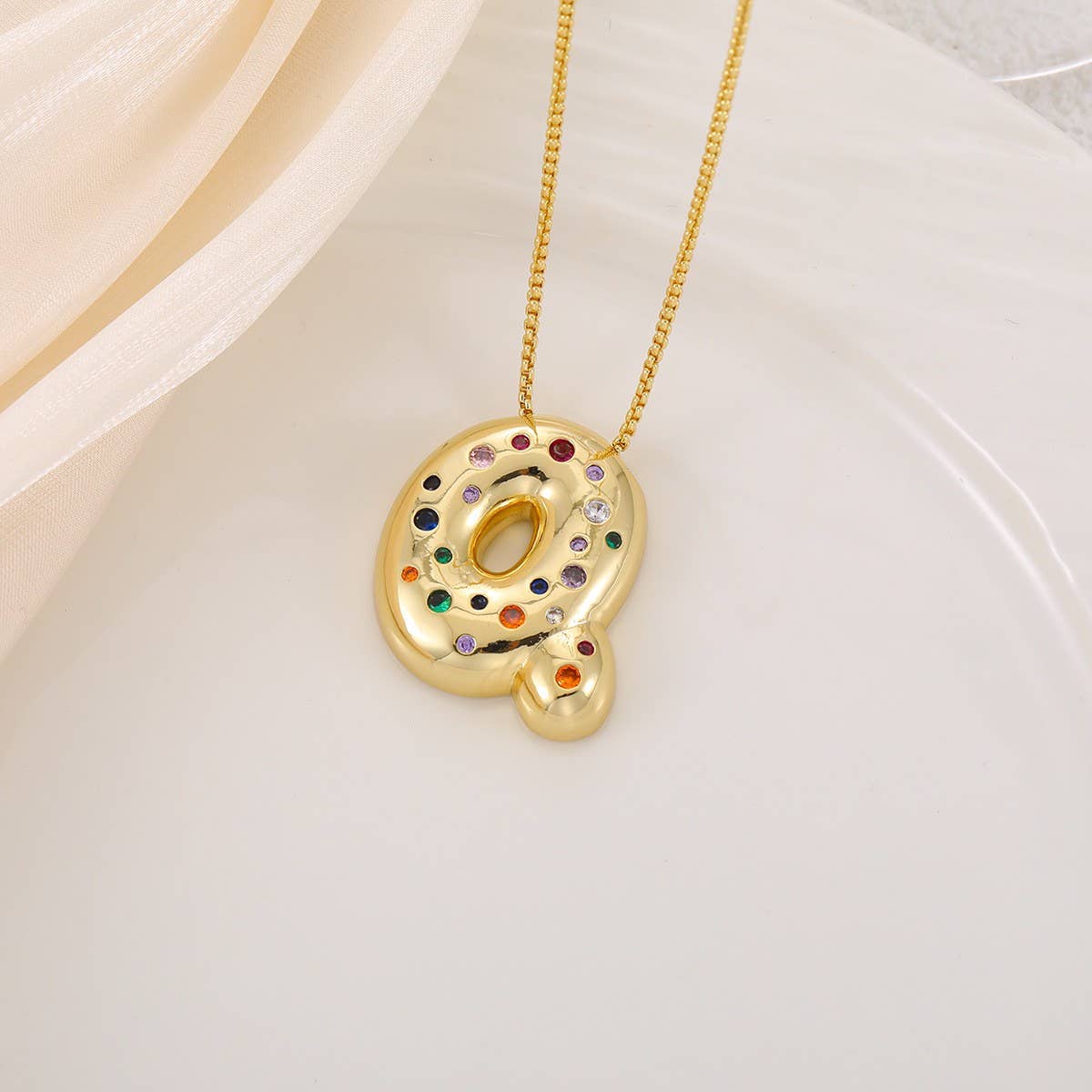 CREATIVE GLOSSY COLORFUL LETTER PENDANT NECKLACE_CWMM5877
