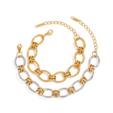 18K GOLD SILVER CHUNKY CHAIN BRACELET STEEL_CWAJE4651