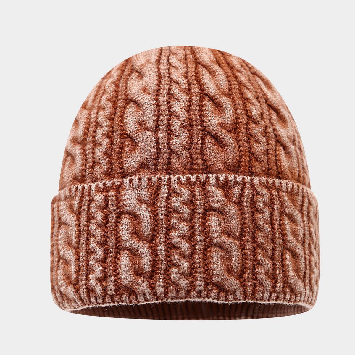Unisex Cable Knit Beanie Winter Warm Hat_Cwah04763