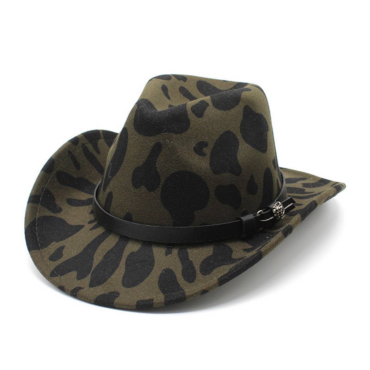 COLORBLOCK COW PATTERN WOOL WIDE BRIM JAZZ HAT_CWAH2553