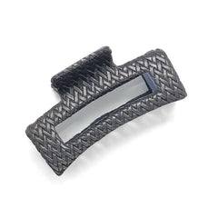 NATURAL WOVEN PU LEATHER SQUARE HAIR CLAW_CWAHA6371