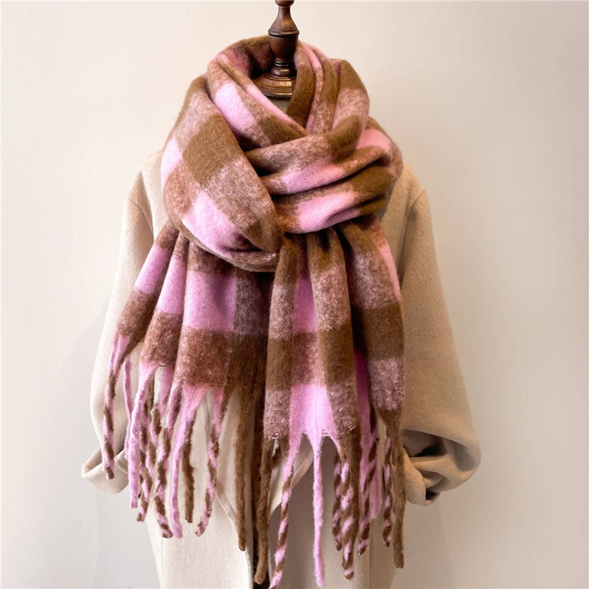 PLAID WINTER SCARF SHAWL THICK SOFT UNISEX WRAP_CWASC0964