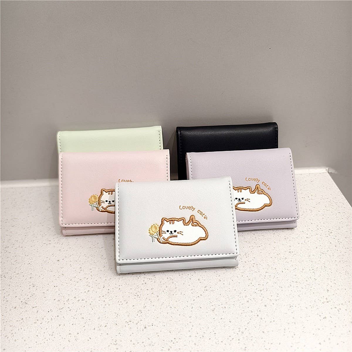 CARTOON CUTE CAT EMBROIDERY MINI WALLET_CWAB2624