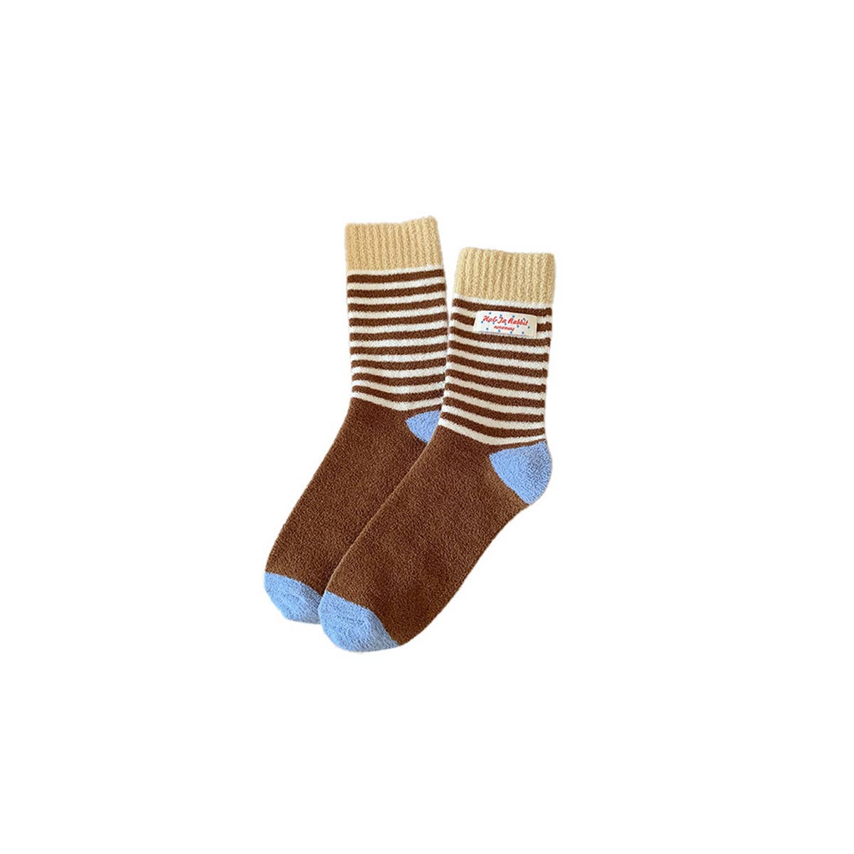 Thick Fleece Striped Crew Slouchy Socks_Cwms03221