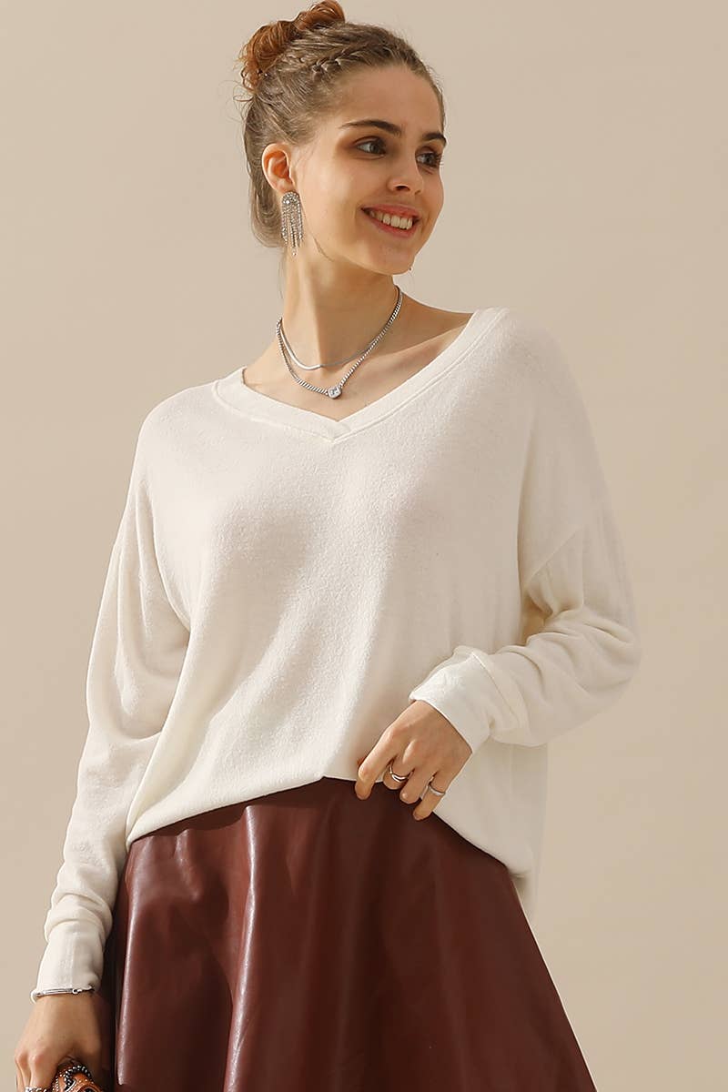 Women Casual V Neck Blouse_Cwttl1407
