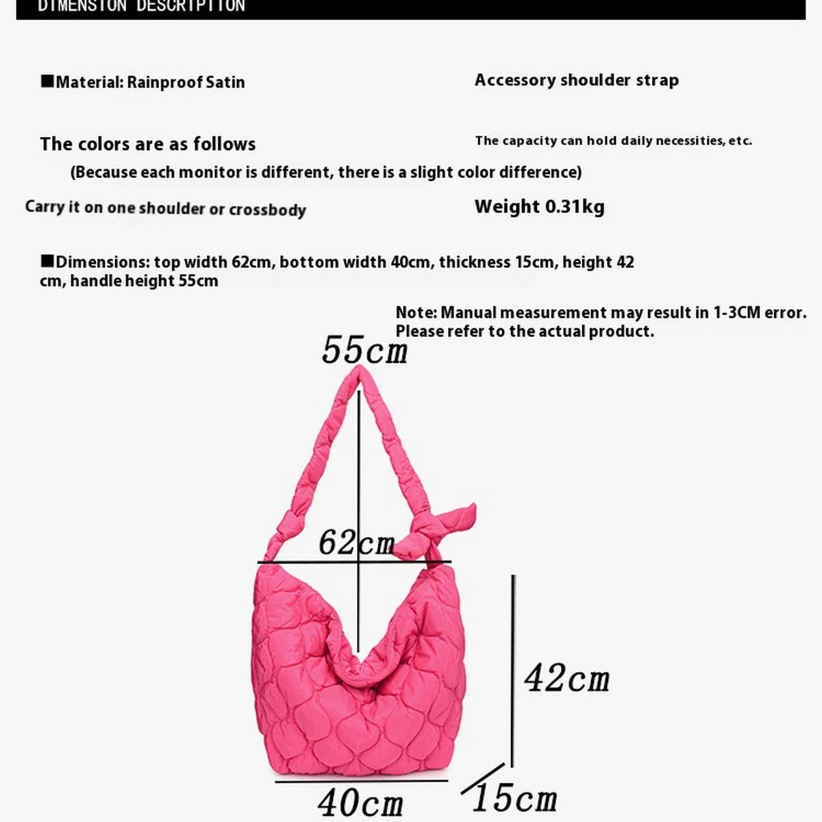Trendy Oversized Tote Bag Bow Hobo Purse_Cuab00512