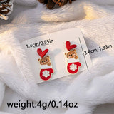 CHRISTMAS ELK BELL BOW ASYMMETRICAL EARRINGS_CWAJE1831