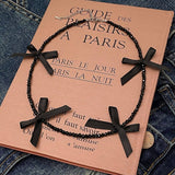 HAND WOVEN BLACK CRYSTAL BEADED BOW NECKLACE_CWAJE3075