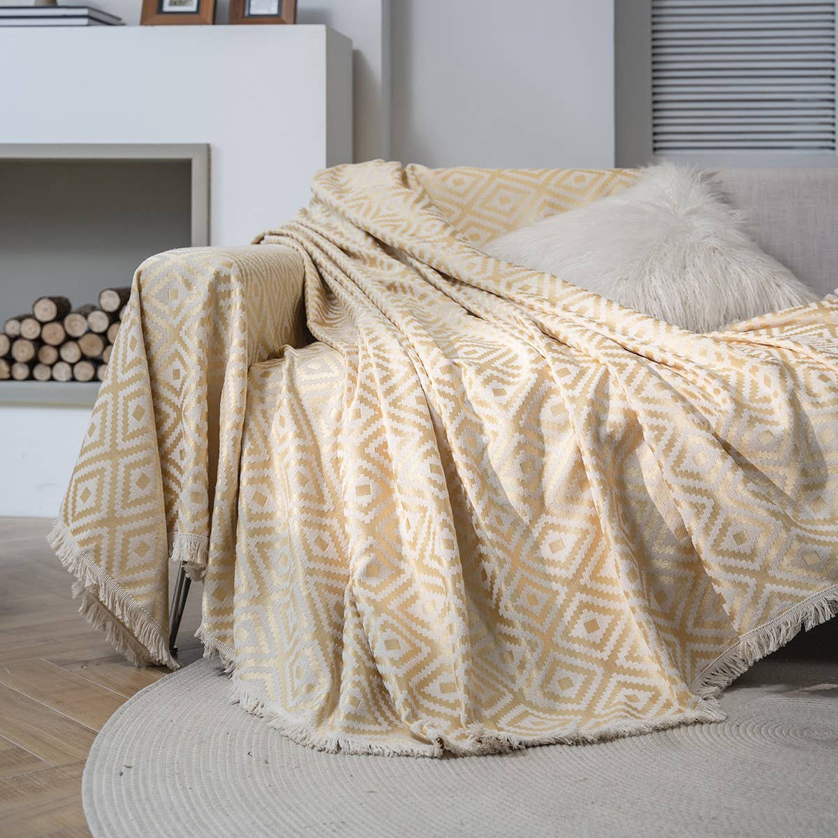 GEOMETRIC JACQUARD RETRO AMERICAN SOFA THROW_CWMM1652