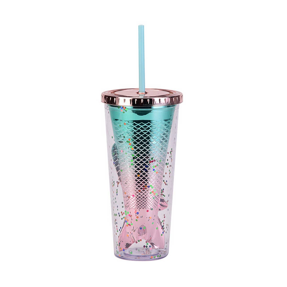 DOUBLE LAYER GRADIENT MERMAID TAIL WATER CUP_CWMM0985