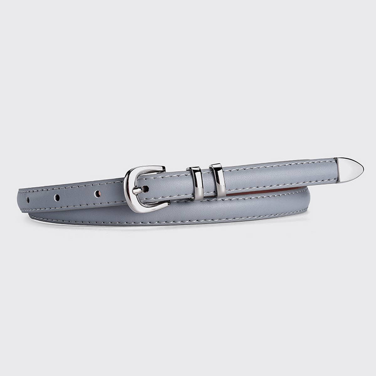 Cwabe0881_Simple And Versatile Silver Buckle Belt