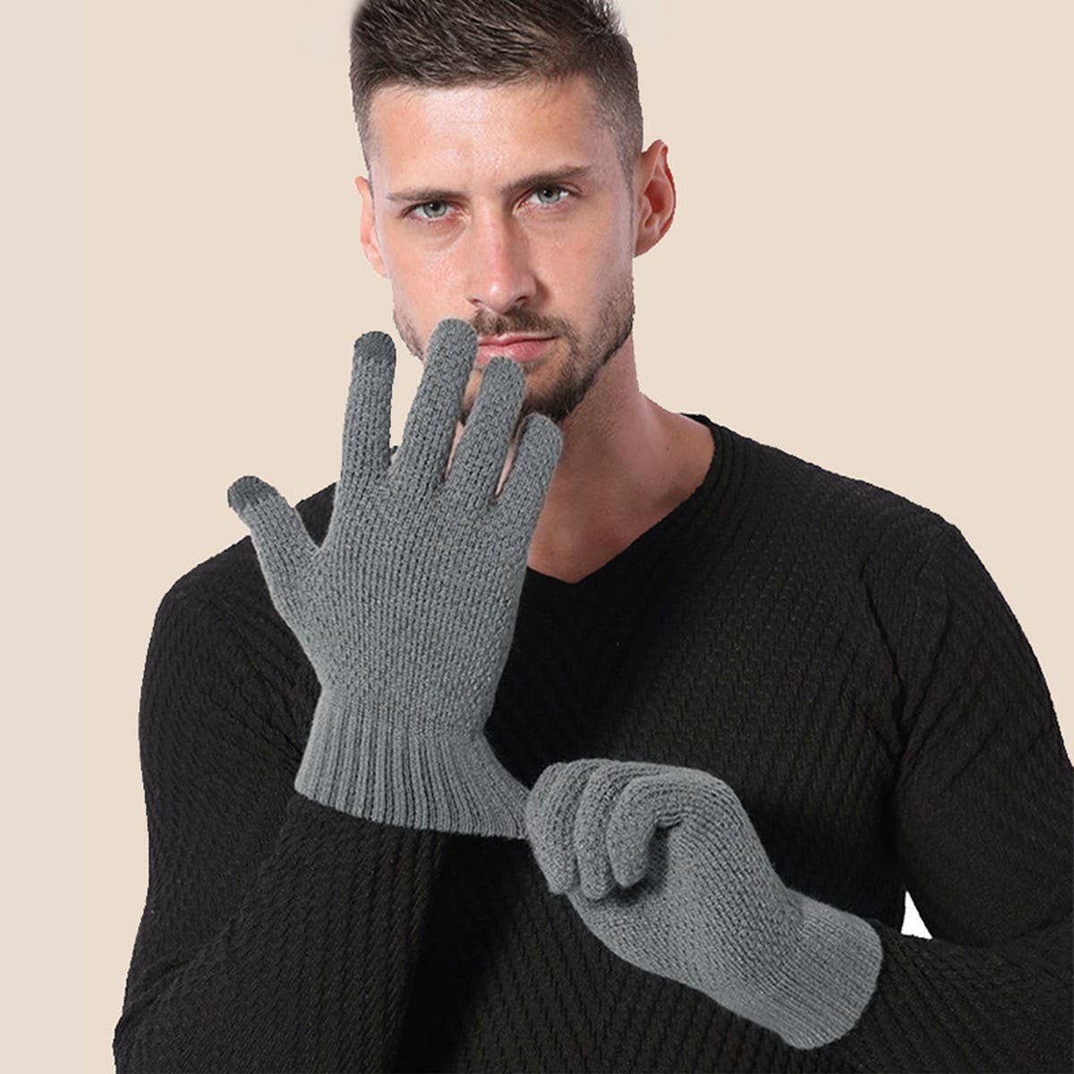 New Mens Cold-Proof Knitted Touchscreen Gloves_Cwag0395