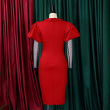 MESH AND PLEATED COMMUTER PLUS SIZE DRESS_CWDMD3678