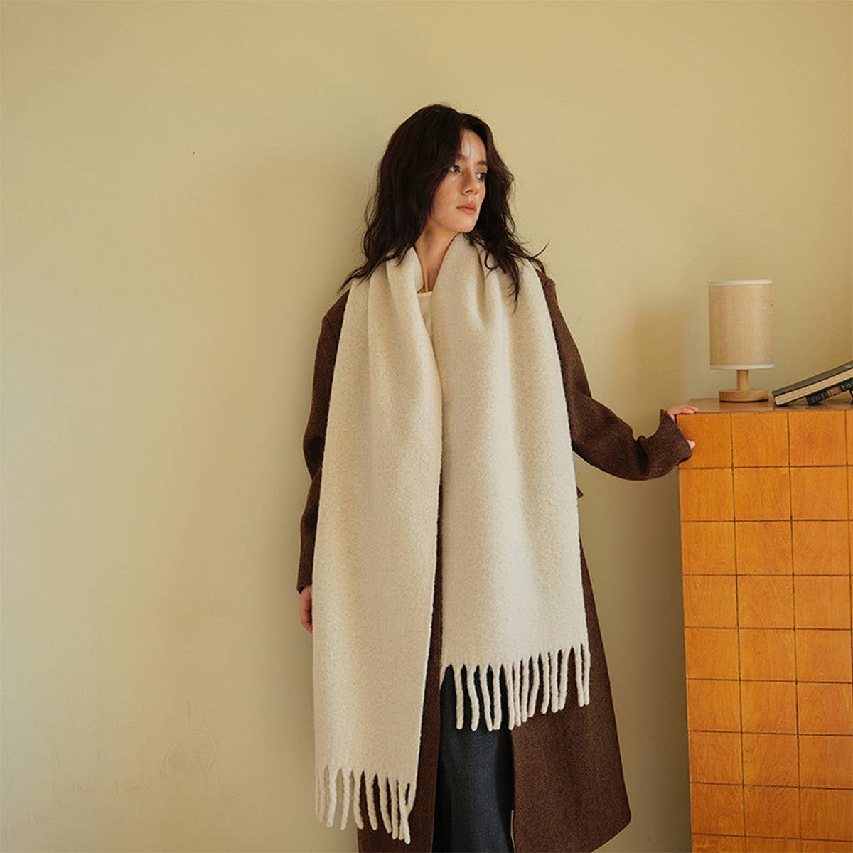 ALPACA WOOL BLEND SCARF 75 WOOL SOFT WINTER WRAP_CWASC2316