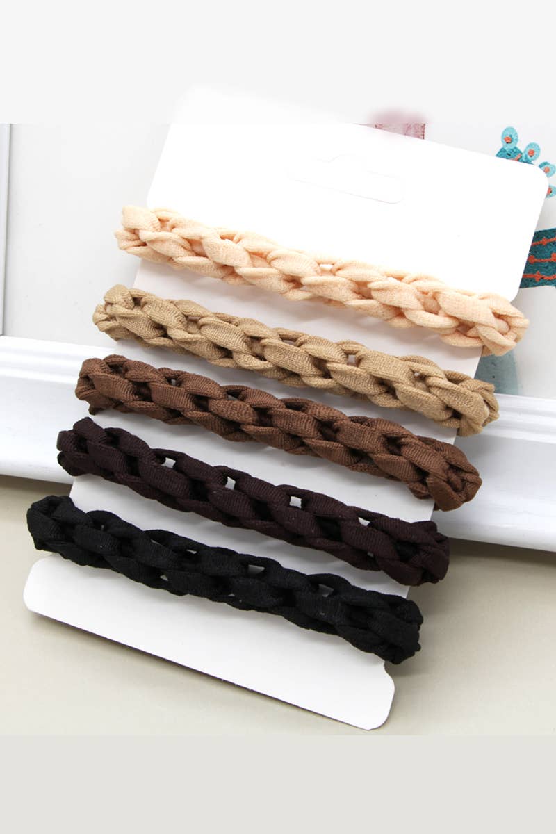 5PCS SOLID HAIR TIES ELASTIC SCRUNCHIES _CWAHA0170
