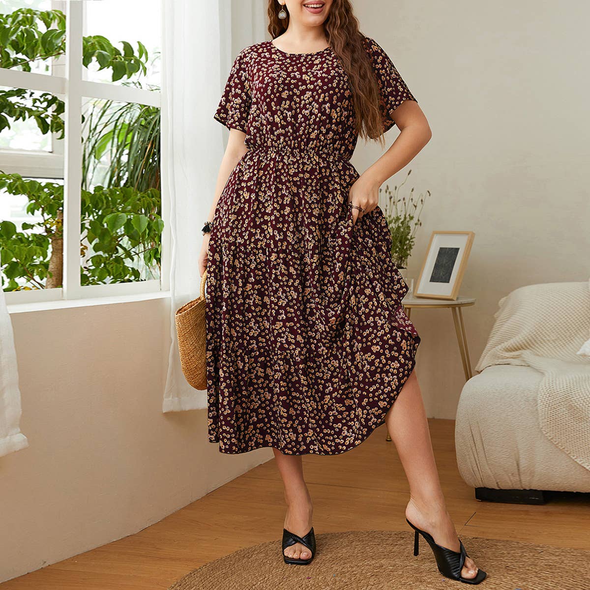 2025 LOOSE FLORAL DRESS PLUS SIZE CASUAL FIT_CWDMD5961