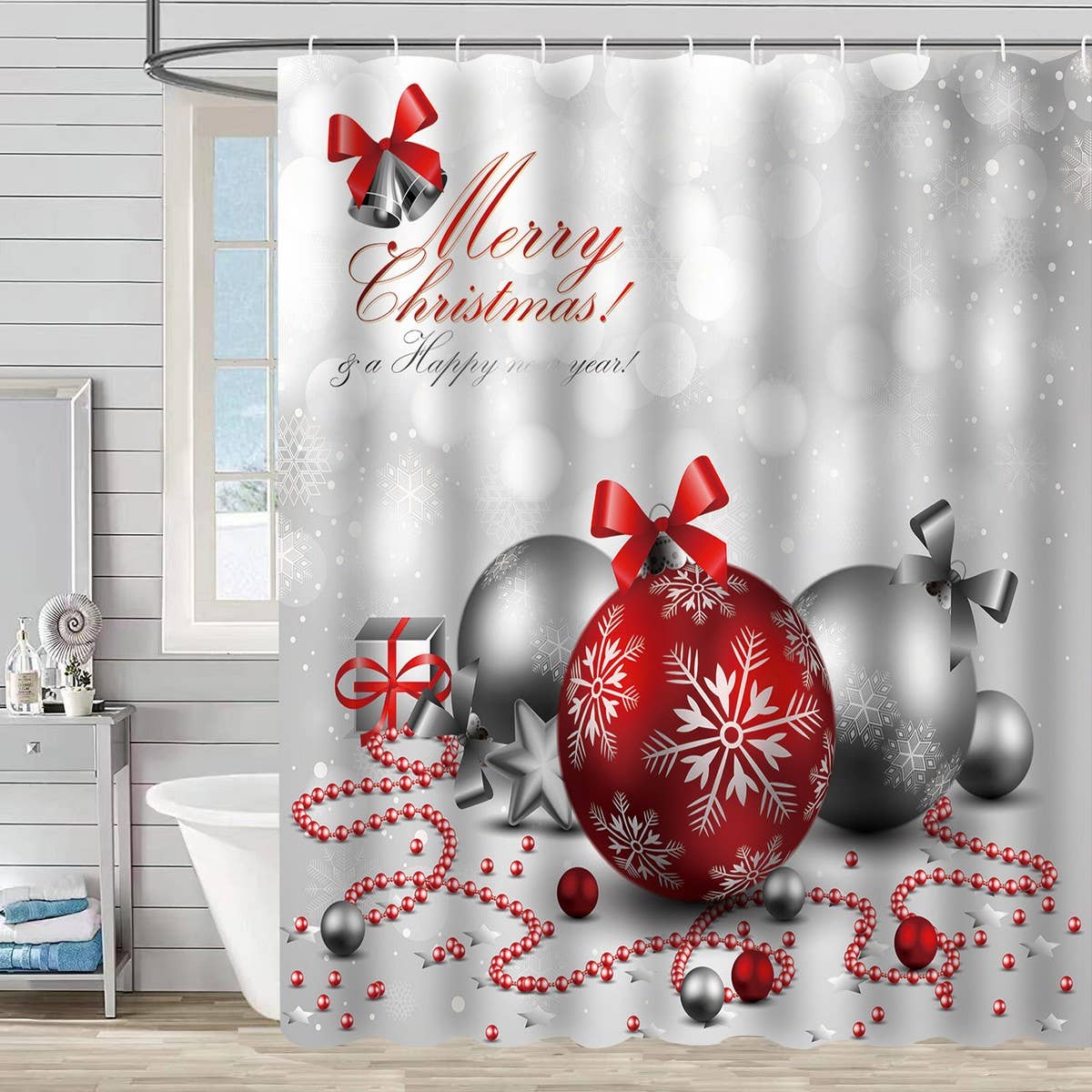 HOT SALE CHRISTMAS WATERPROOF SHOWER CURTAIN_CWMM1808