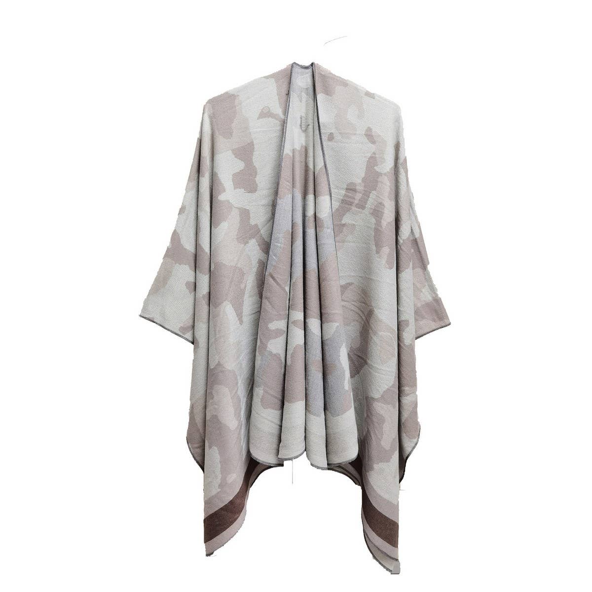 CAMOUFLAGE STRIPED WARM SPLIT SHAWL CLOAK_CWASC0284