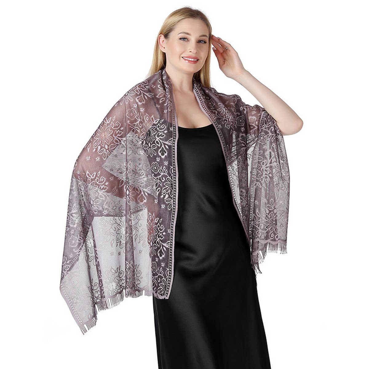 FLORAL LACE TIE DYE SHAWL BRIDAL EVENING WRAP_CWASC1092
