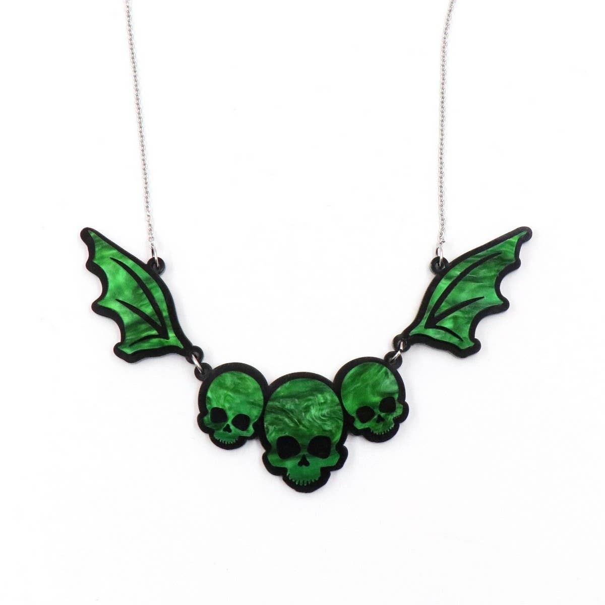 HALLOWEEN GOTHIC SKULL BAT NECKLACE_CWAJE1970