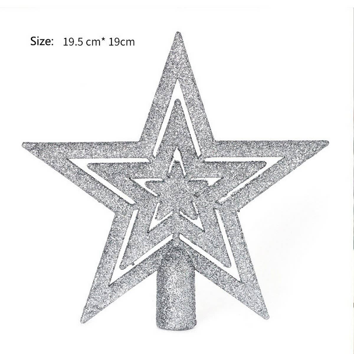 19CM GLITTER HOLLOW CHRISTMAS TREE TOPPER_CWMM9900