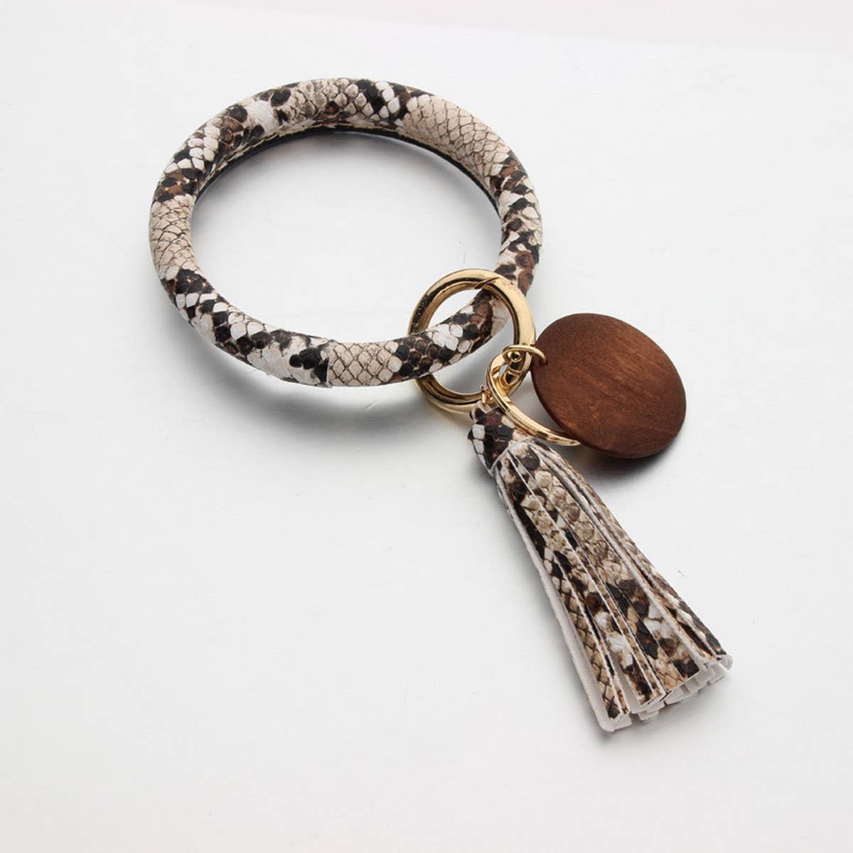 PERSONALIZED LEATHER WRISTLET KEYCHAIN WITH TASSEL_CWMM7024