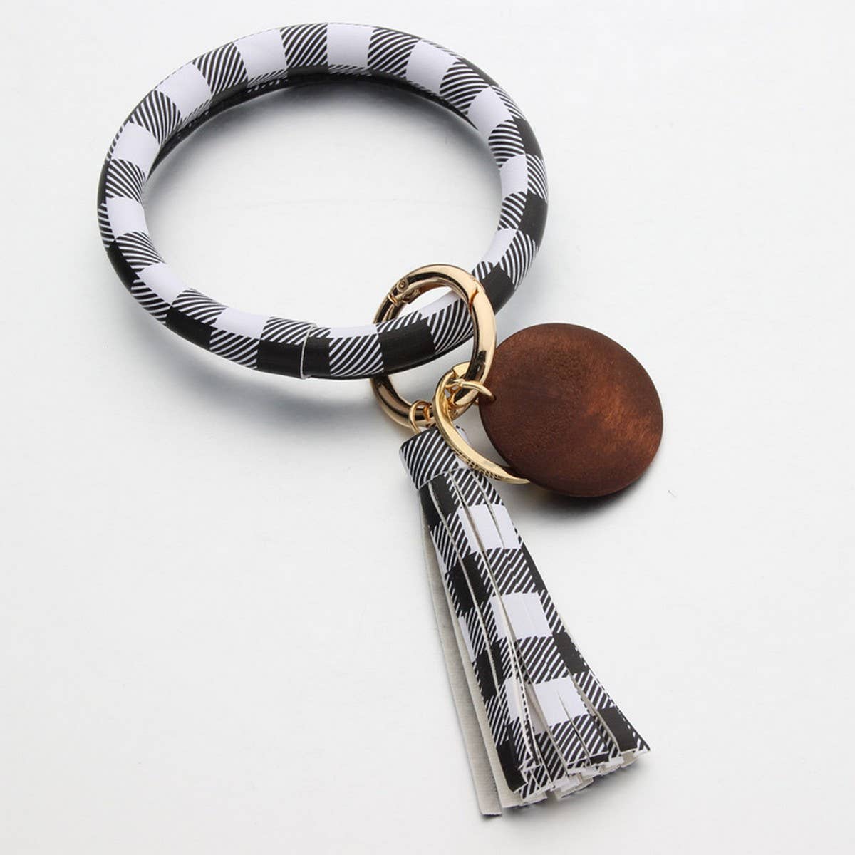 PERSONALIZED LEATHER WRISTLET KEYCHAIN WITH TASSEL_CWMM7024