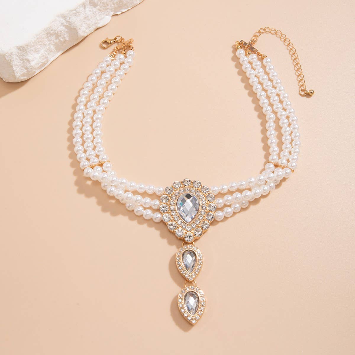 IMITATION PEARL RHINESTONE FASHION COLLAR JEWELRY_CWAJE1161