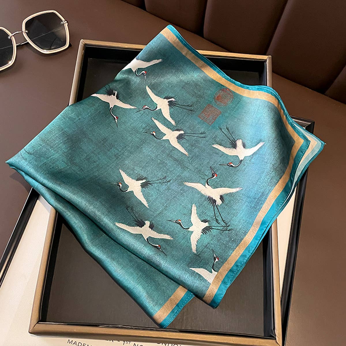 CRANE PRINT 100 SILK SQUARE SCARF 53CM FOR WOMEN_CWASC0600